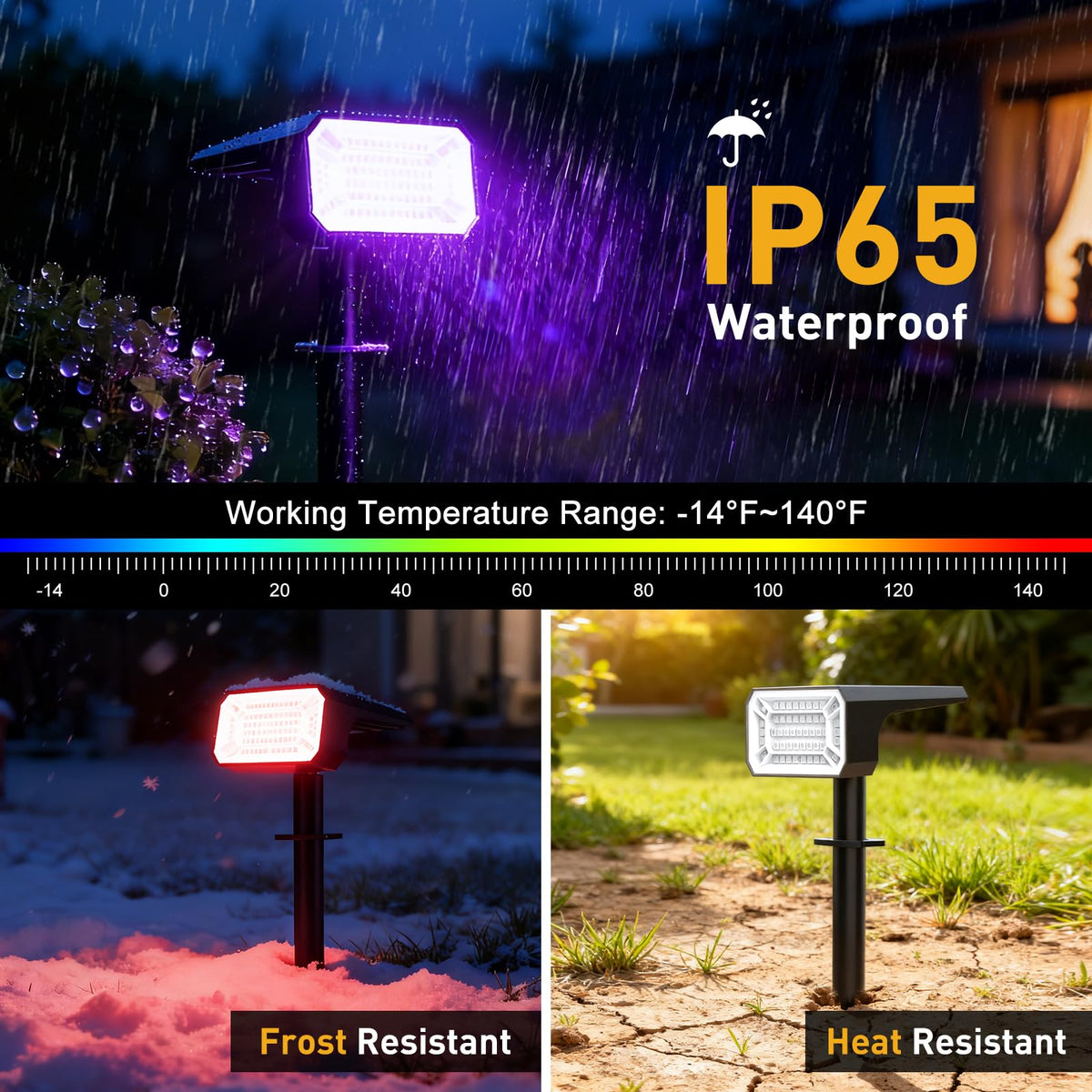 IP65 weatherproof NACINIC spot lights withstand rain and snow year-round.