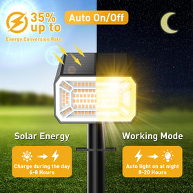 NACINIC solar spot light ground stake setup offers flexible garden lighting.