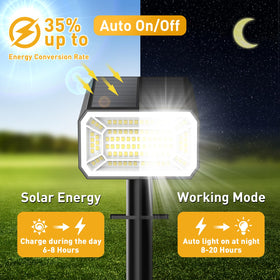 NACINIC Solar spot light ground stake setup for lawn coverage