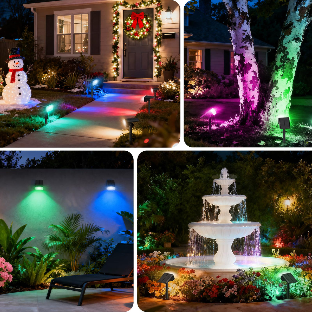 NACINIC outdoor spotlights mount on walls or stake into the ground.