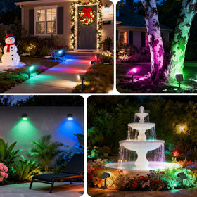 NACINIC outdoor spotlights mount on walls or stake into the ground.
