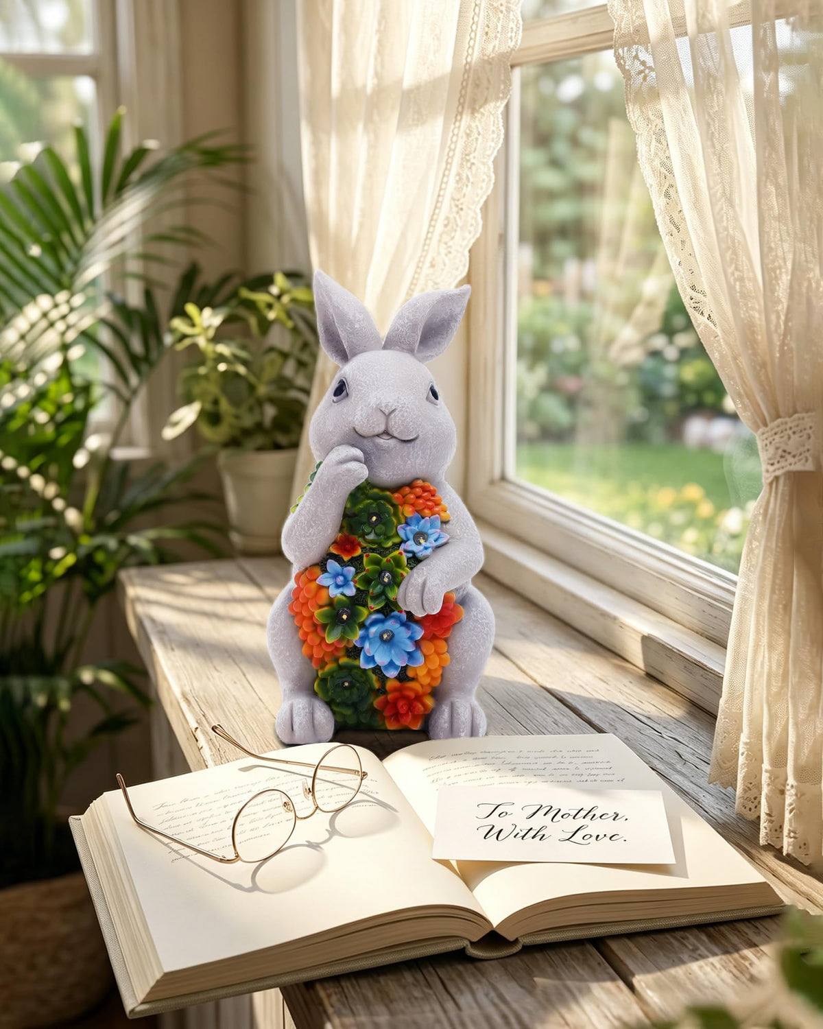 Nacome eco-friendly material bunny adds sustainable style to porch decor.
