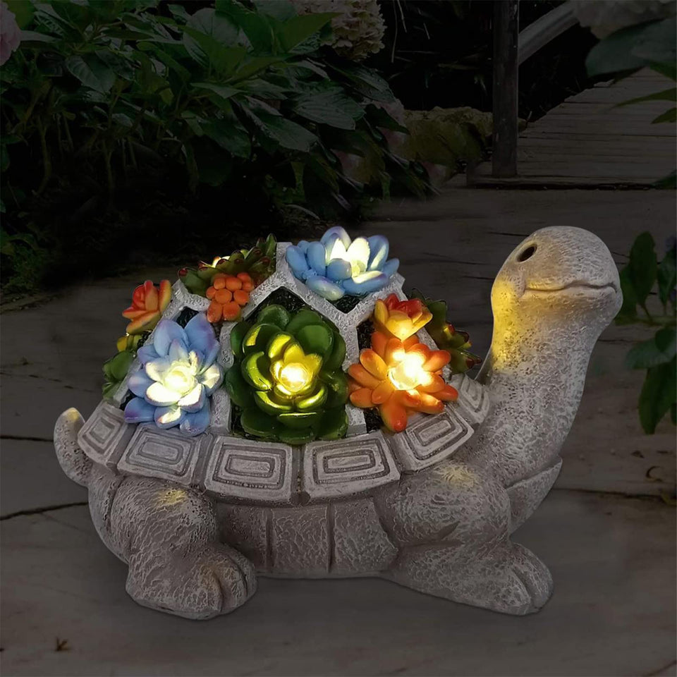 Nacome solar garden turtle succulent LED lights illuminate outdoor space beautifully