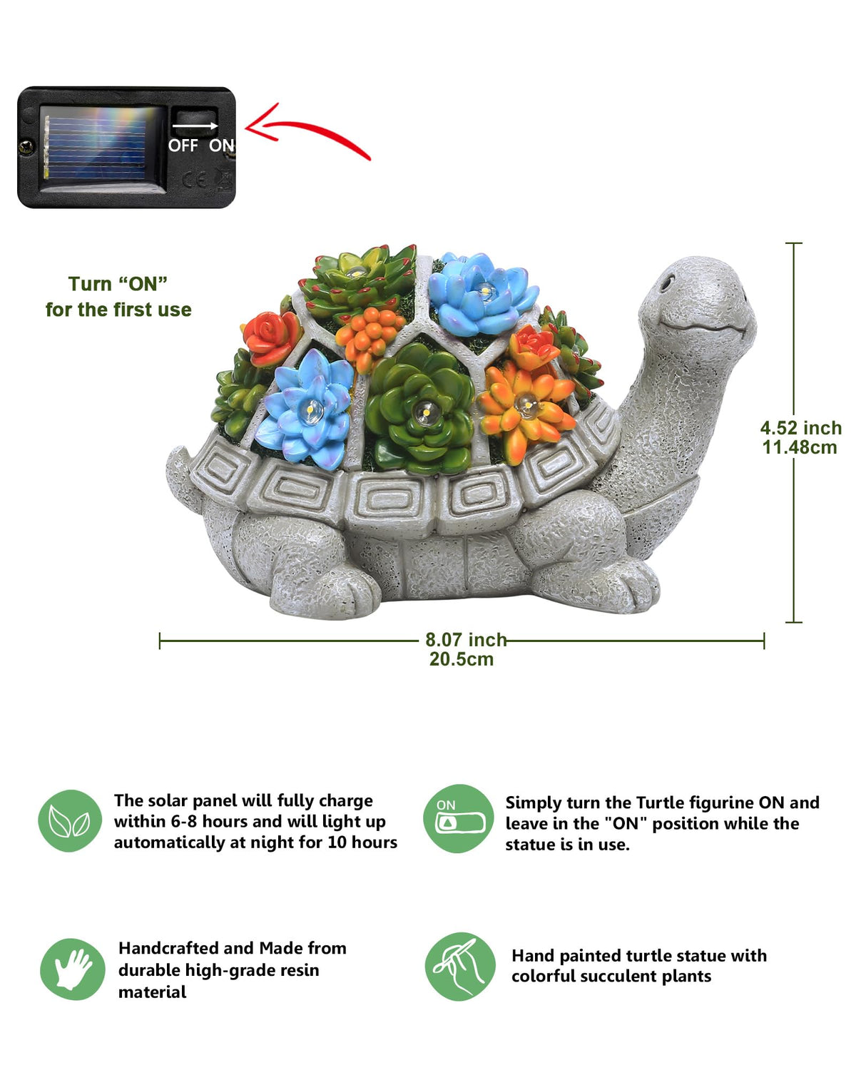 Nacome stone-texture turtle garden ornament with durable finish