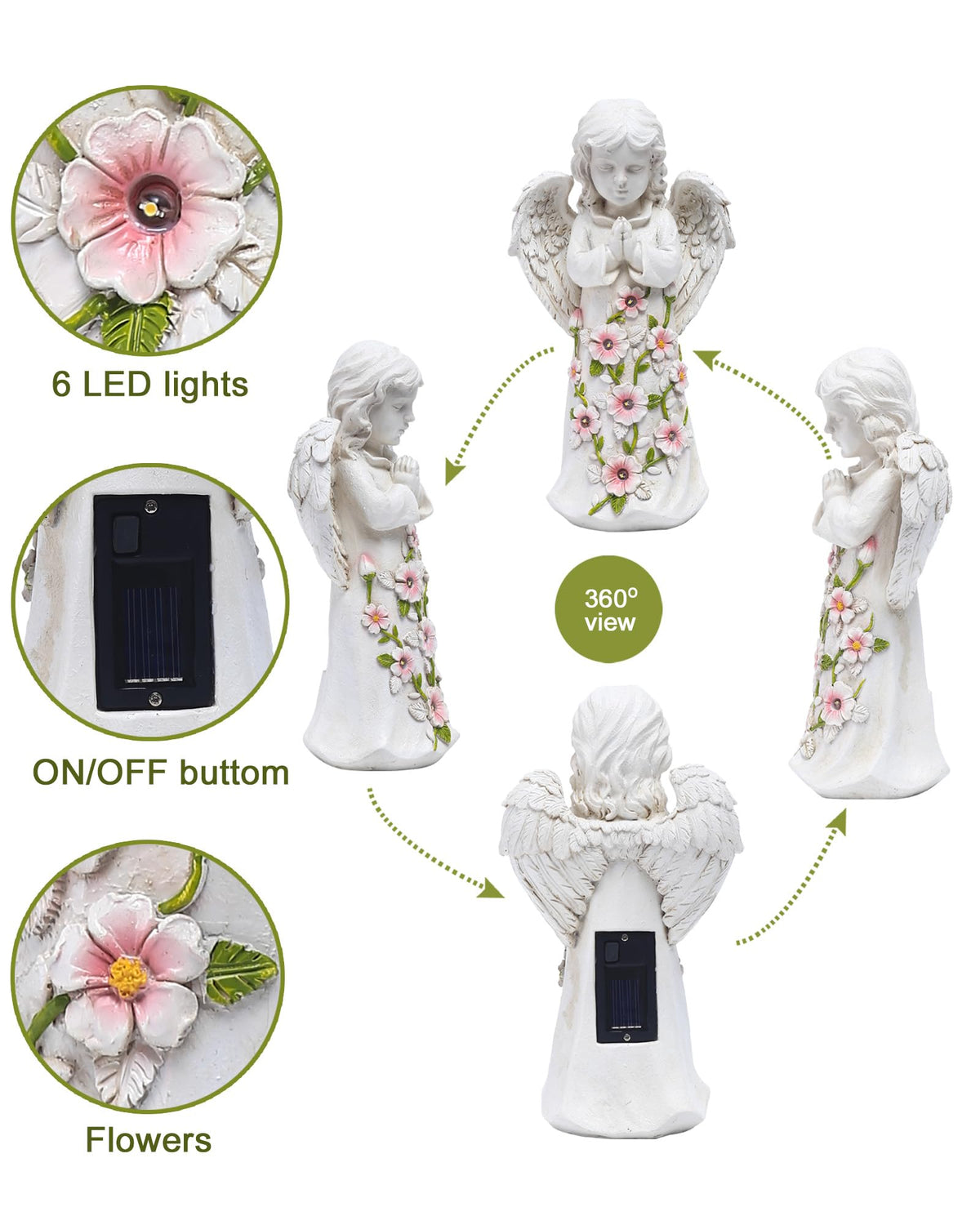 Nacome weatherproof angel statue withstands rain and sun for all-season decor