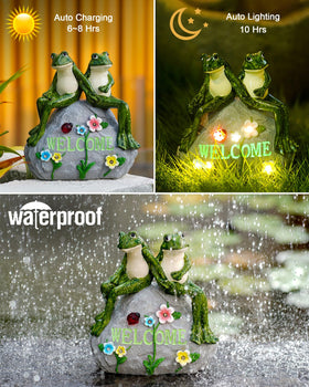 Nacome weatherproof frog statue withstands rain and snow year-round