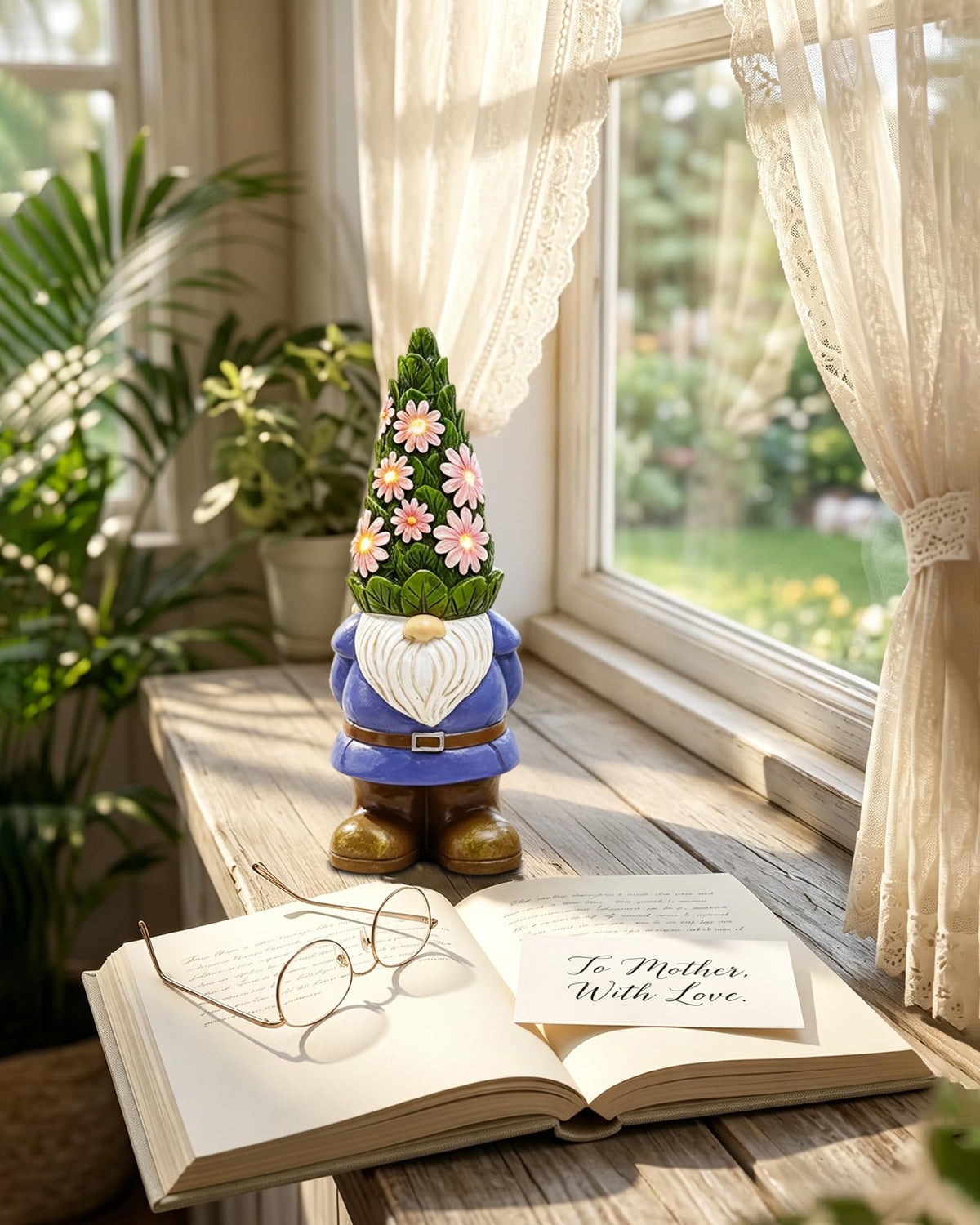 Nacome yard ornament gnome with succulent adds year-round curb appeal