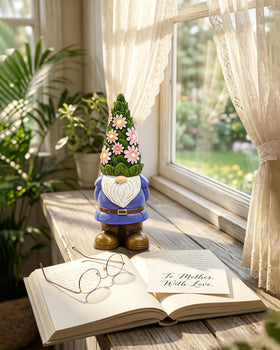 Nacome yard ornament gnome with succulent adds year-round curb appeal