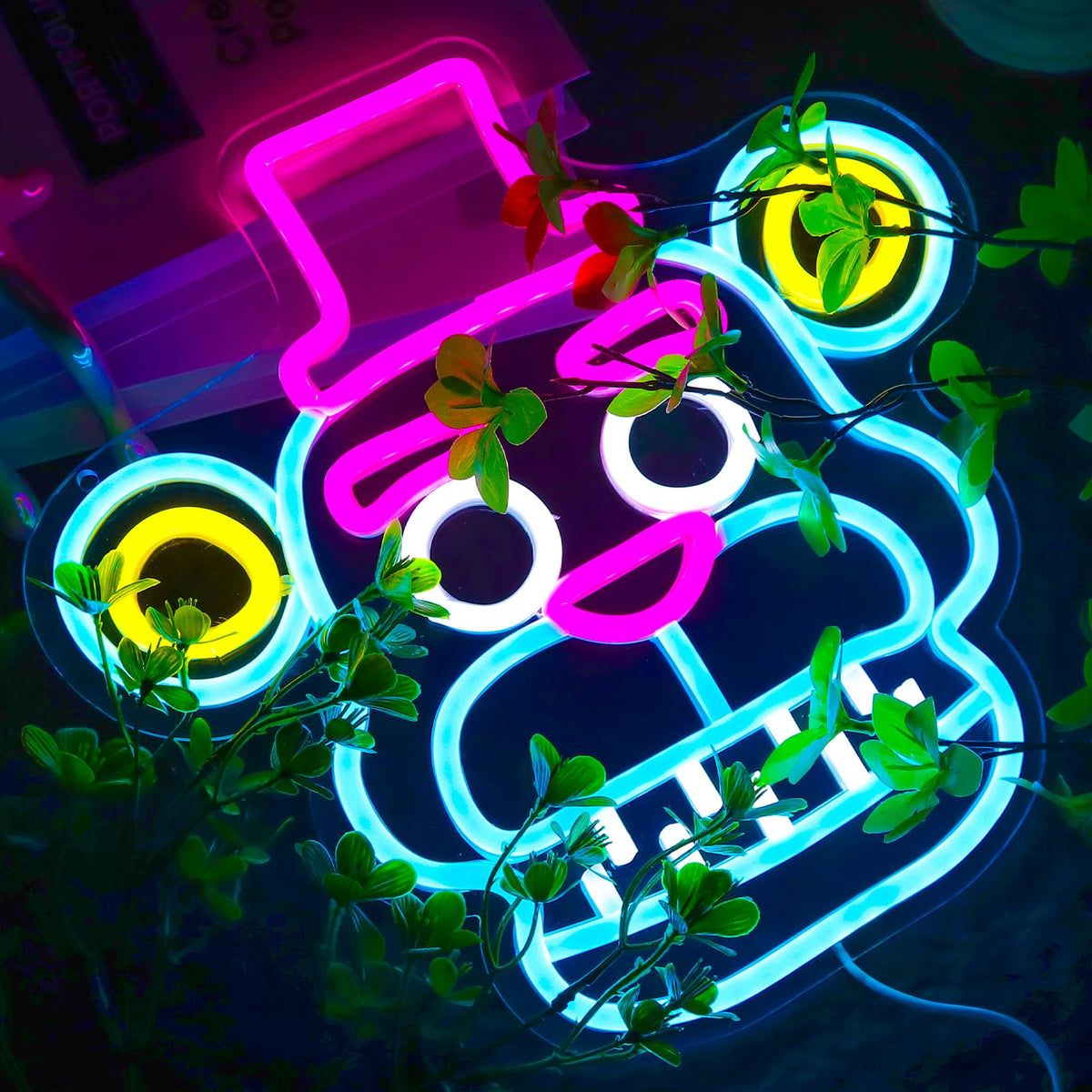 Nacynacy Five Nights LED neon light enhances gameroom ambiance.