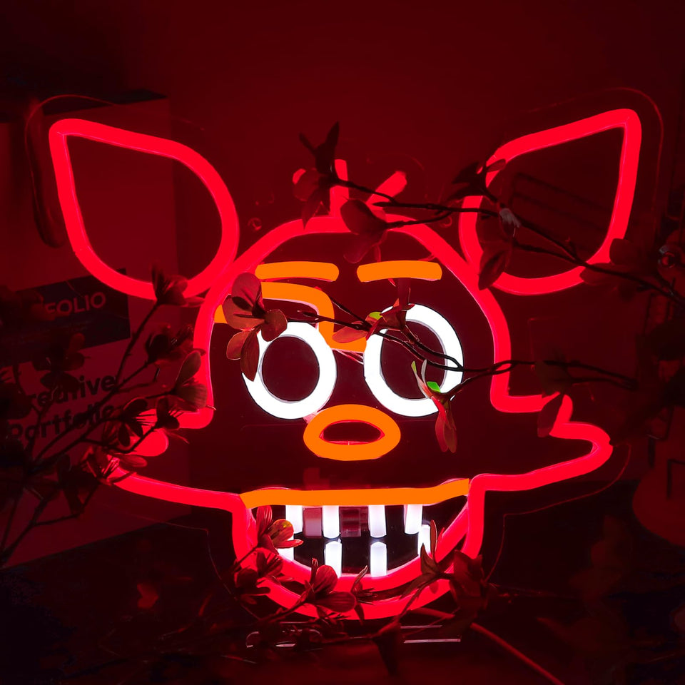 Nacynacy Fnaf Fox neon sign wall decor creates playful gameroom ambiance