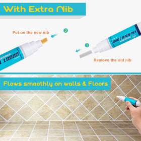 NADAMOO grout renew pen white applied to wall tiles for crisp lines
