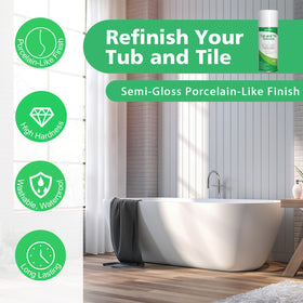 NADAMOO porcelain surface refinishing spray revives tiles and tubs with resilient coating.