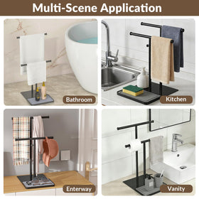 NADAMOO versatile freestanding rack saves counter space in bathrooms and kitchens.
