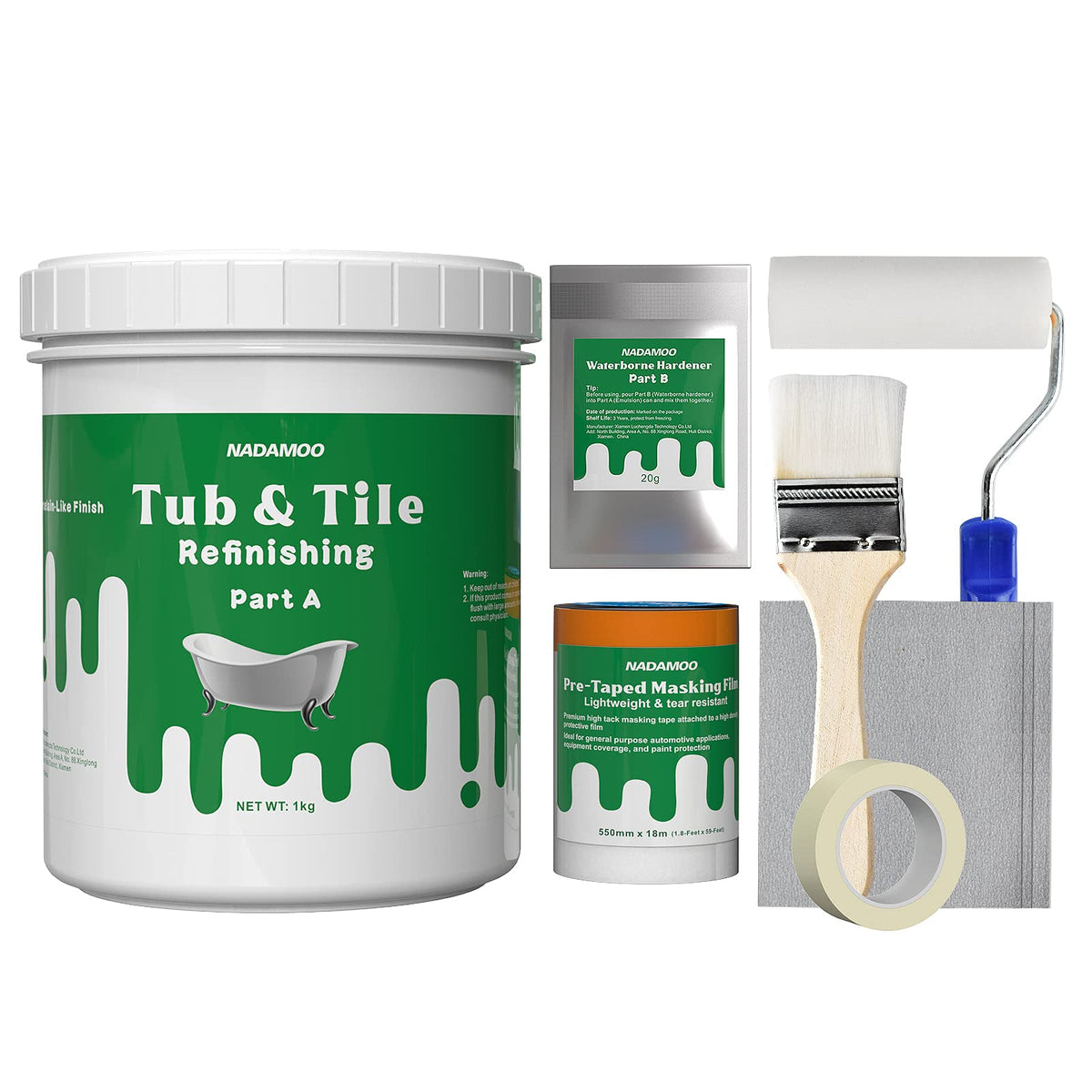 NADAMOO Tub and Tile Refinishing Kit Package for easy bathroom upgrades.