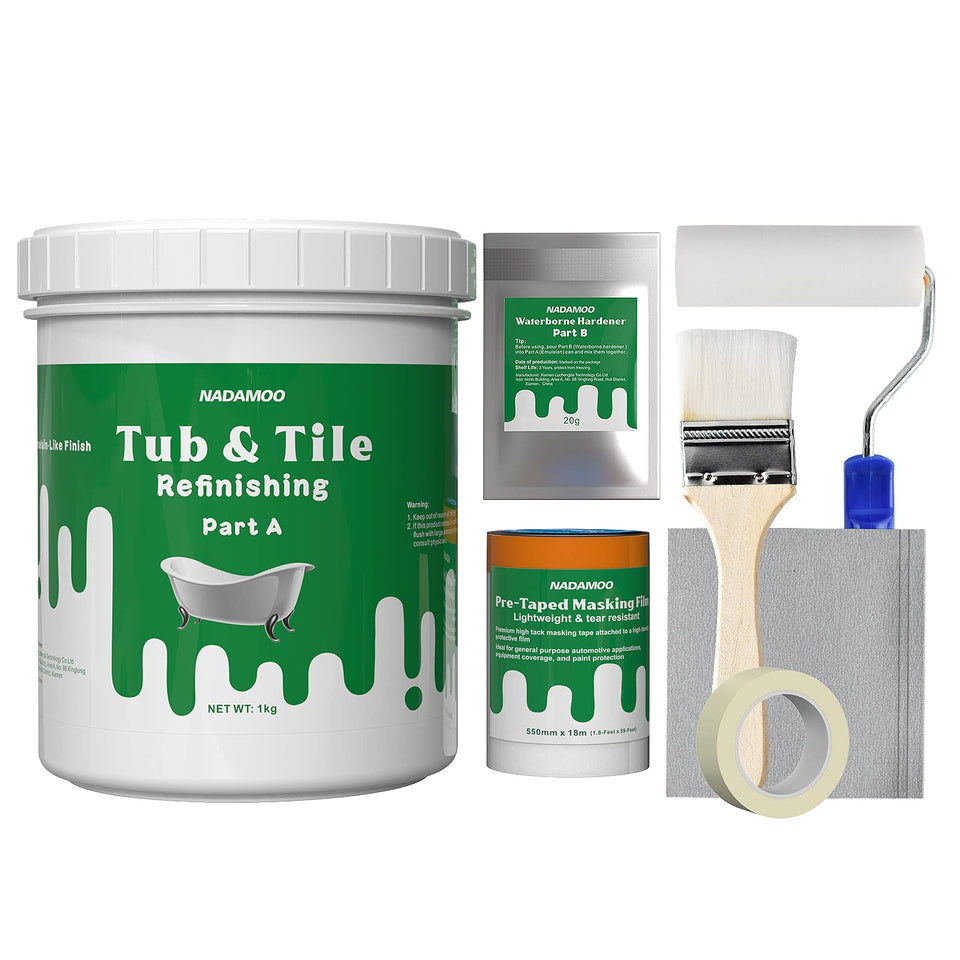 NADAMOO Tub and Tile Refinishing Kit Package for easy bathroom upgrades.