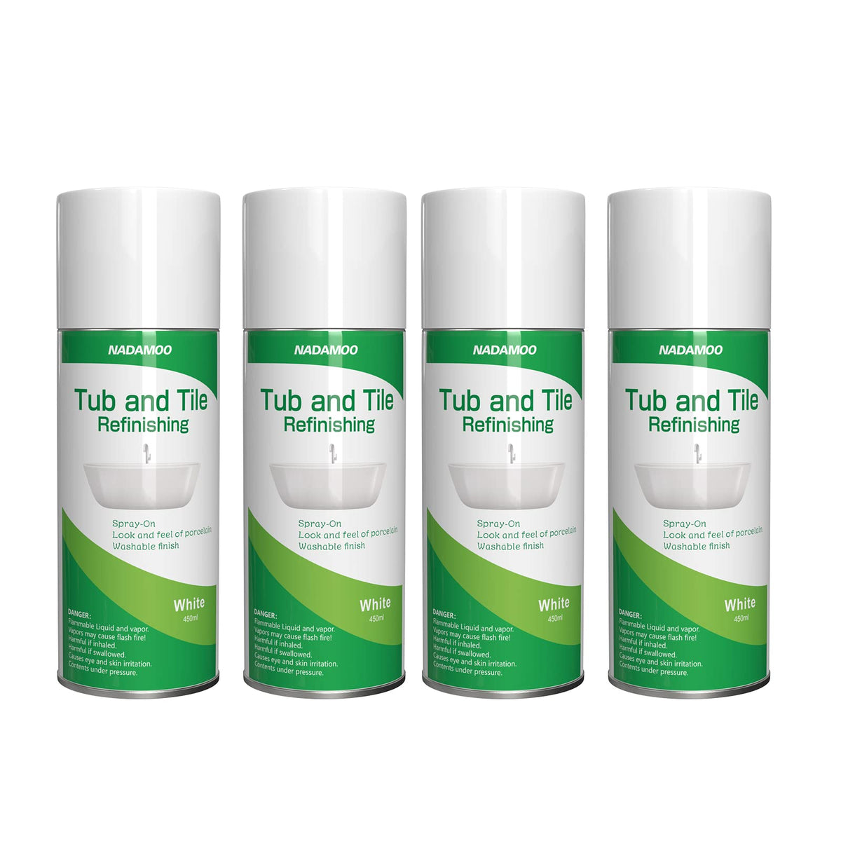 NADAMOO tub tile spray paint white can for quick bathroom refresh.