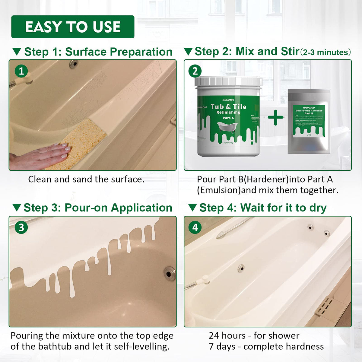 NADAMOO Water-Based Durable Finish minimizes odor and provides lasting shine.