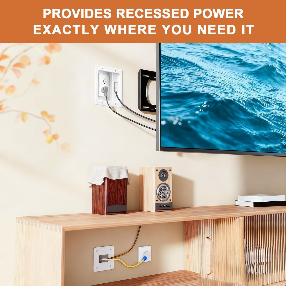 Naerza flame-retardant PC housing protects cables while blending with décor.