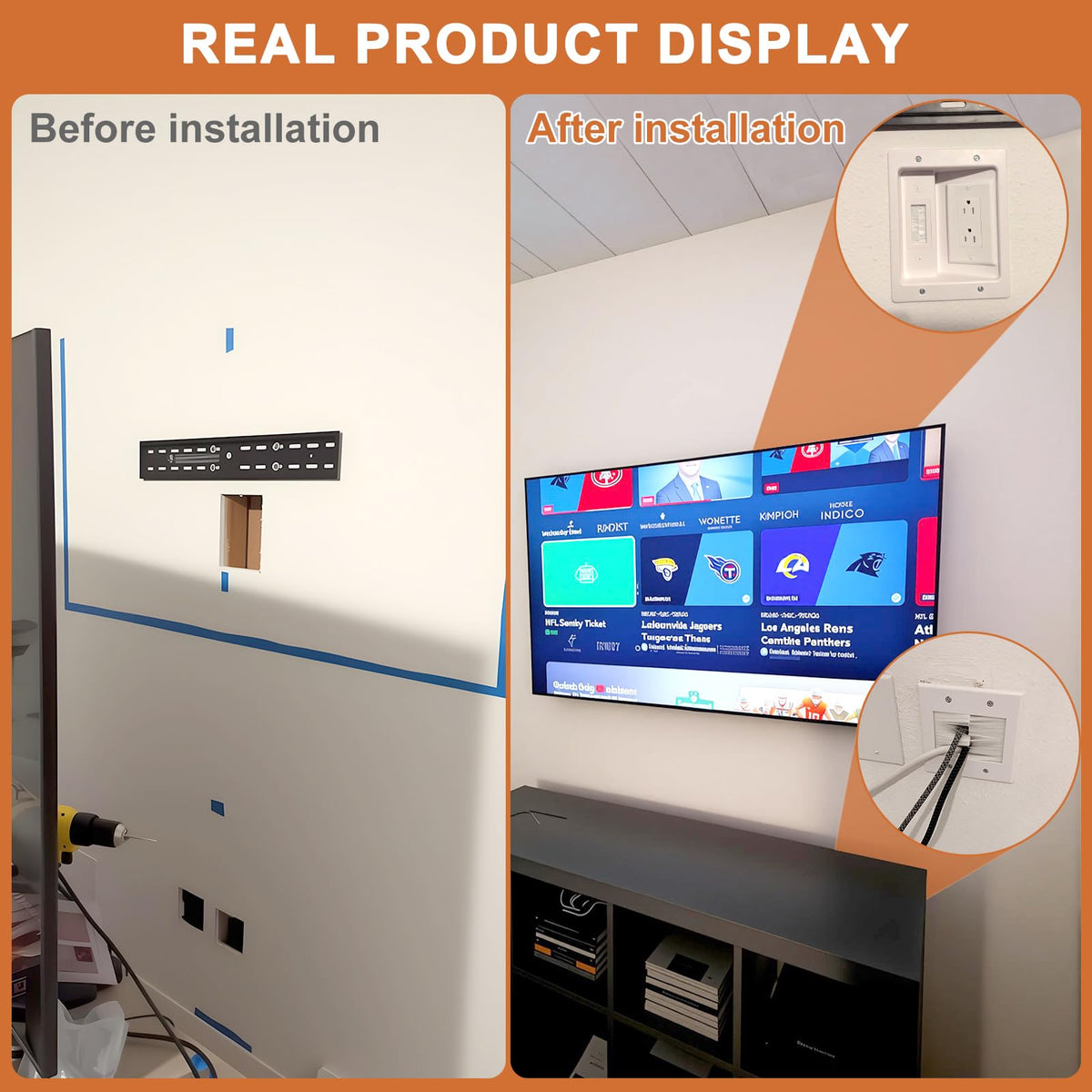 Naerza space-saving kit keeps entertainment area tidy with a slim profile.