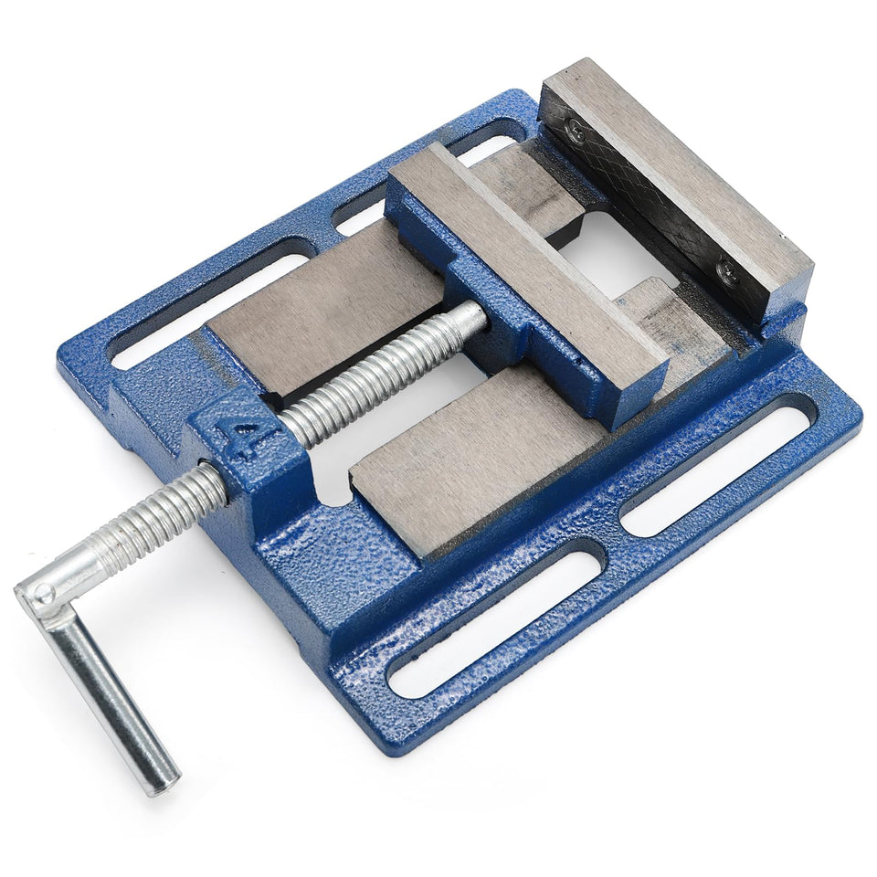 Nagpew drill press vise showing 4 inch jaw opening for precise drilling tasks