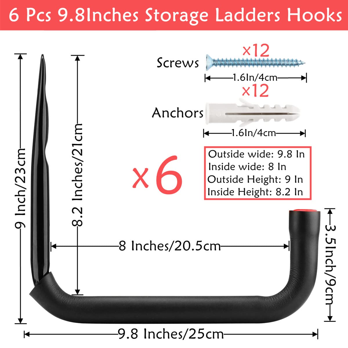 Naikozmo ladder hook inner width showing usable space for bulky items