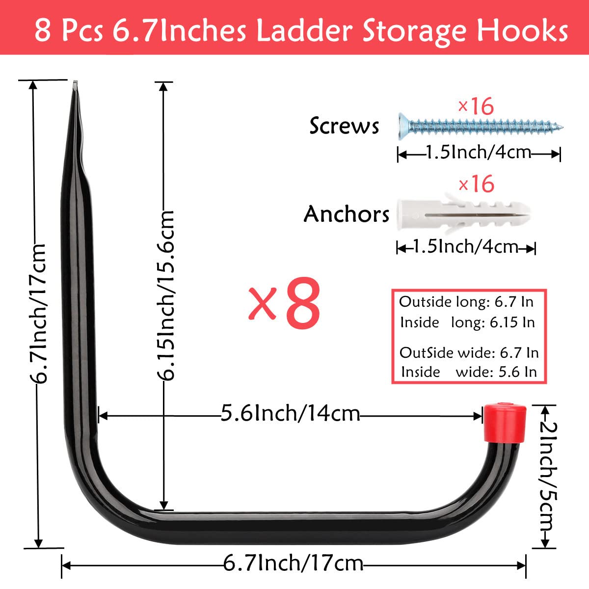 Naikozmo ladder storage hook keeps bulky ladders neatly off the floor.