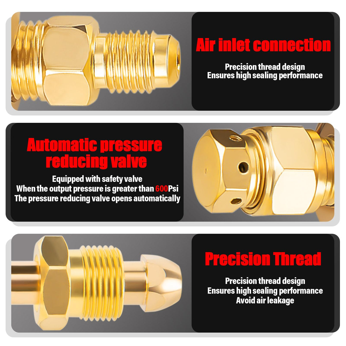 NAKAO dual gauges clearly display input and output pressures.