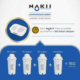 Nakii filter pour demonstrates quick flow of freshly filtered water.