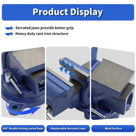 Nakkaa vise with replaceable jaws delivers slip-resistant grip on varied workpieces.