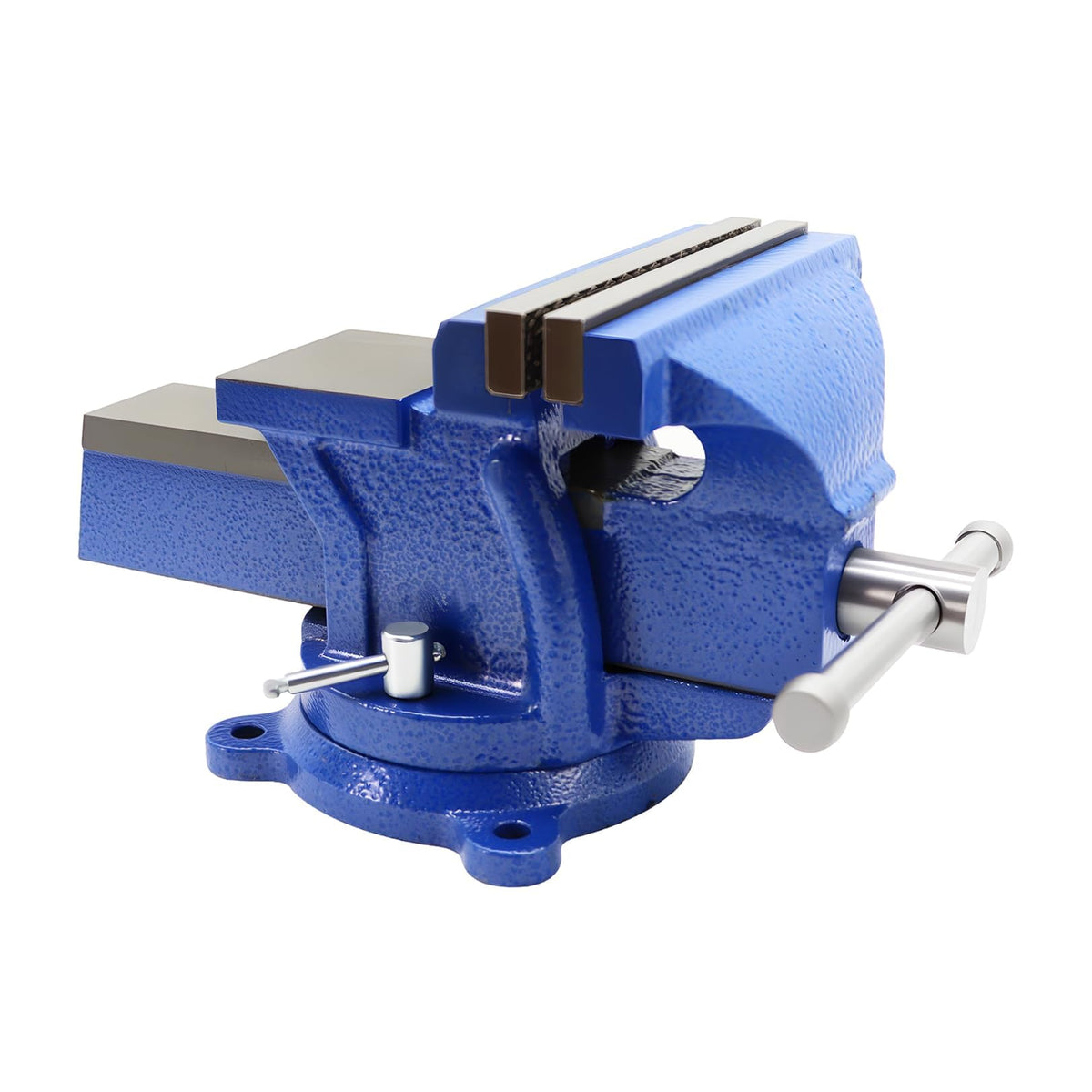 Nakkaa 6-inch heavy-duty bench vise with slip-resistant jaws for secure gripping.
