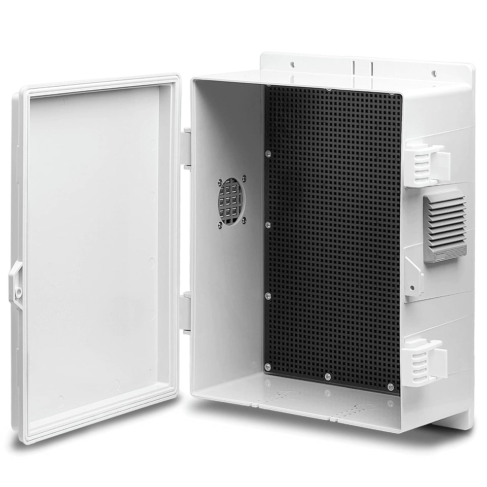 Namunanee outdoor junction box front view showing rugged ABS enclosure for outdoor protection