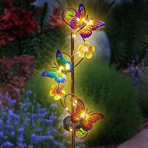 NAN ZAI NAN FANG butterfly solar stake light on patio for inviting evenings.
