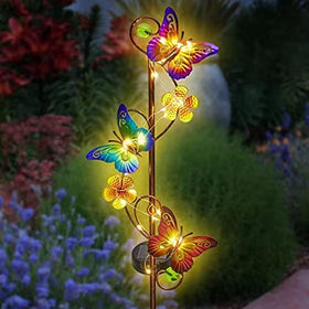 NAN ZAI NAN FANG butterfly solar stake light on patio for inviting evenings.
