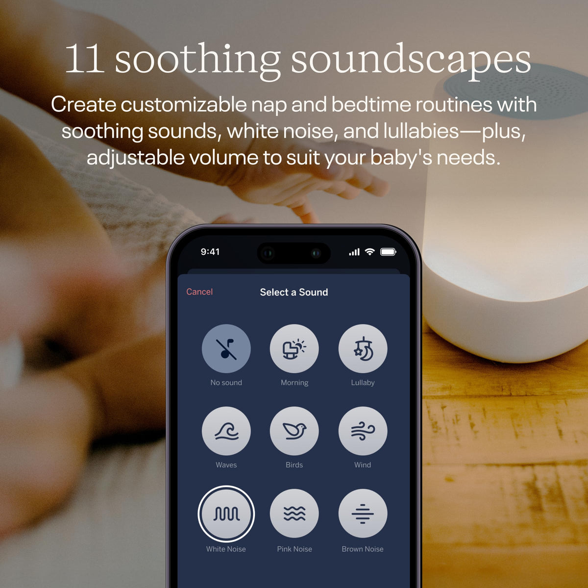 Nanit Night Light Color Options provide a gentle glow for quiet wakeups.