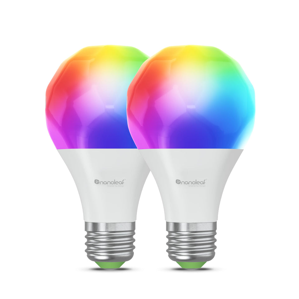 Nanoleaf Essentials bulb showcasing color spectrum for mood lighting
