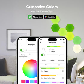 Nanoleaf Shapes Hexagons app control enables quick customization and scheduling for daily routines.