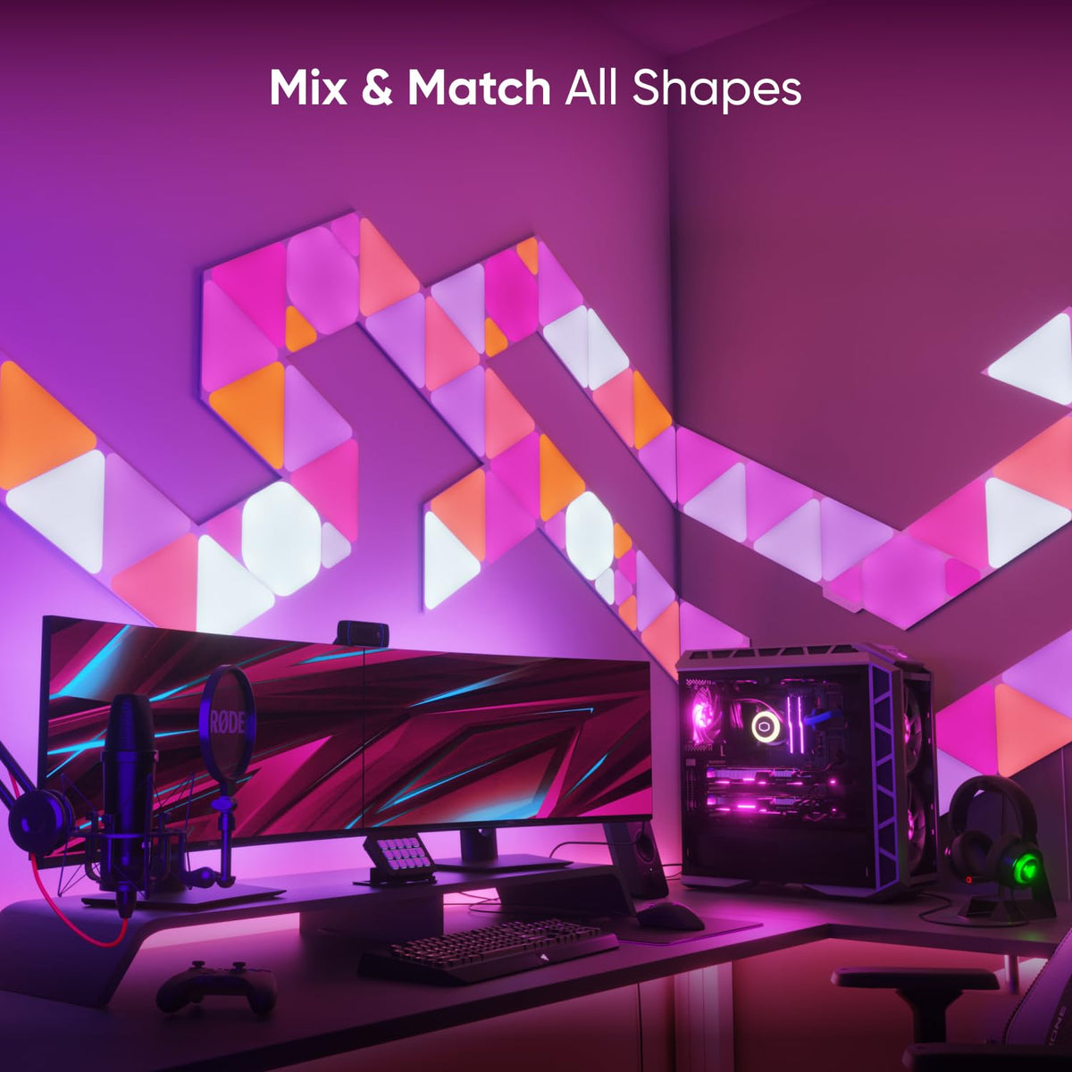 Nanoleaf Shapes Hexagons pattern setup offers endless designs to suit spaces.