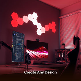 Nanoleaf Shapes Hexagons wall mount creates a striking art-like display with dynamic illumination.