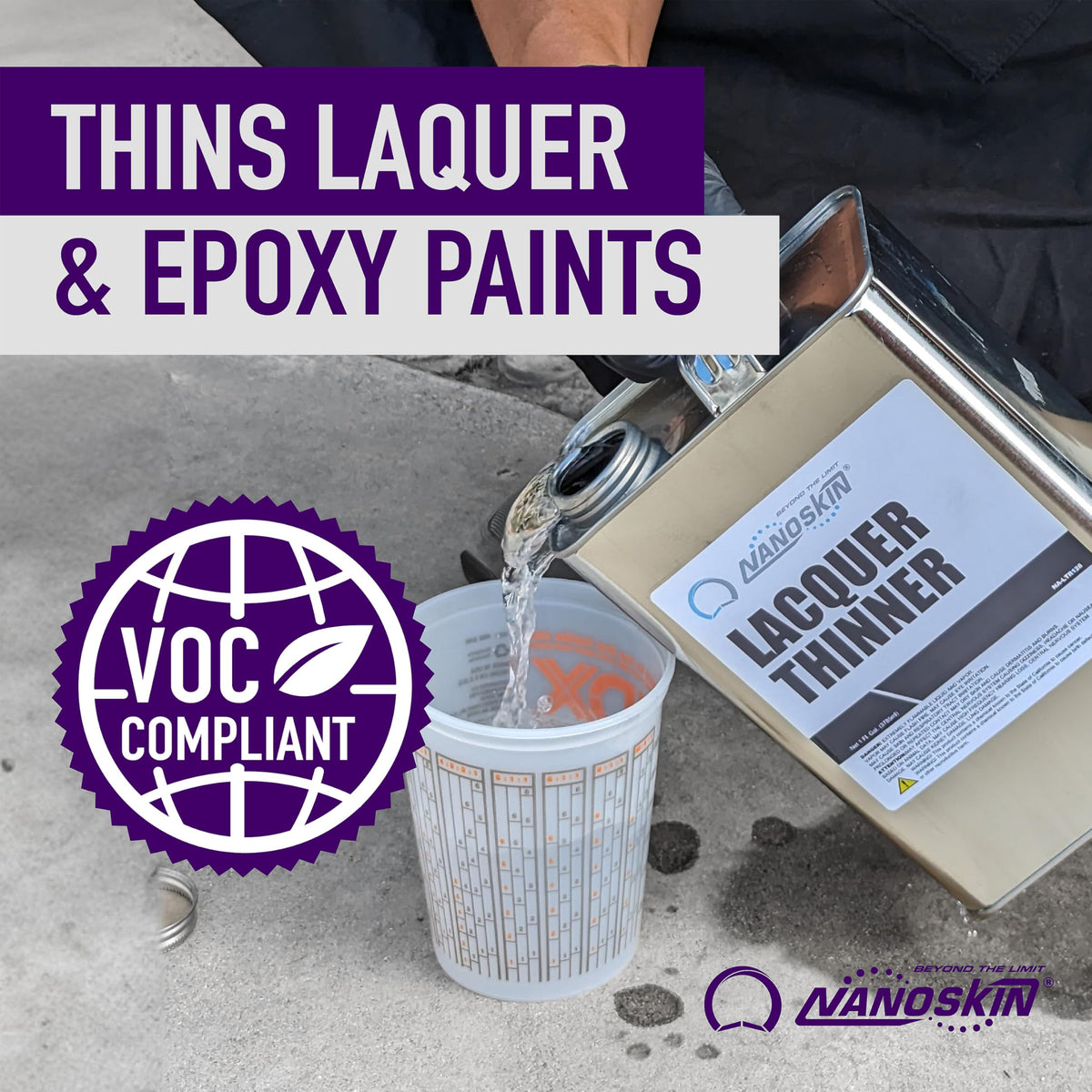 Nanoskin Lacquer Thinner used to clean spray guns and equipment.