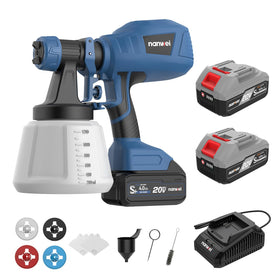 NANWEI cordless paint sprayer with two batteries enables untethered projects.