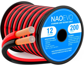NAOEVO 12AWG red-spool wire for low-voltage wiring and easy polarity