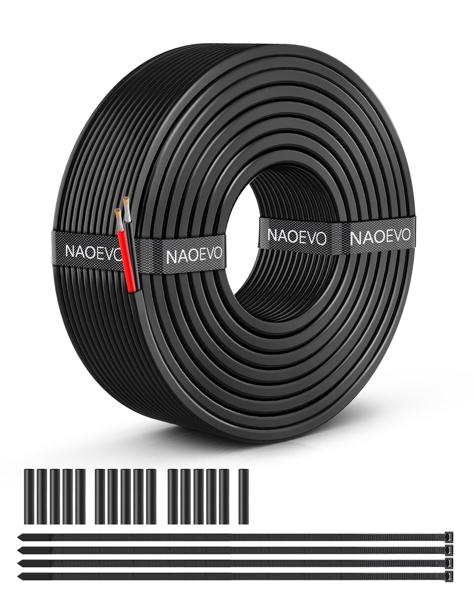 NAOEVO 14 AWG two-conductor wire ready for flexible automotive and LED projects.