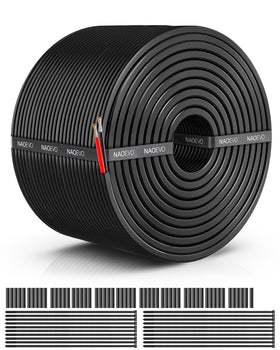 NAOEVO 14AWG two-conductor wire outer view shows strong conductivity for power delivery.