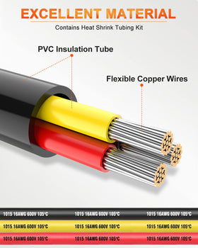 NAOEVO 16 AWG cross-section reveals 26 strands of tinned copper for lower resistance