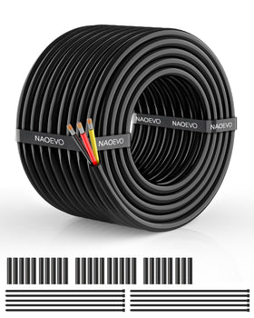 NAOEVO 16 AWG 3-conductor wire packaging shows 50 ft length for easy planning