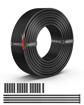 NAOEVO 16 AWG wire coil close-up showing flexible conductors for easy routing.