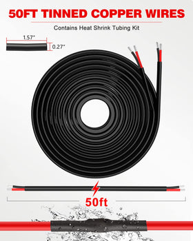 NAOEVO 16AWG wire with heat-shrink tubes and cable ties for clean installs