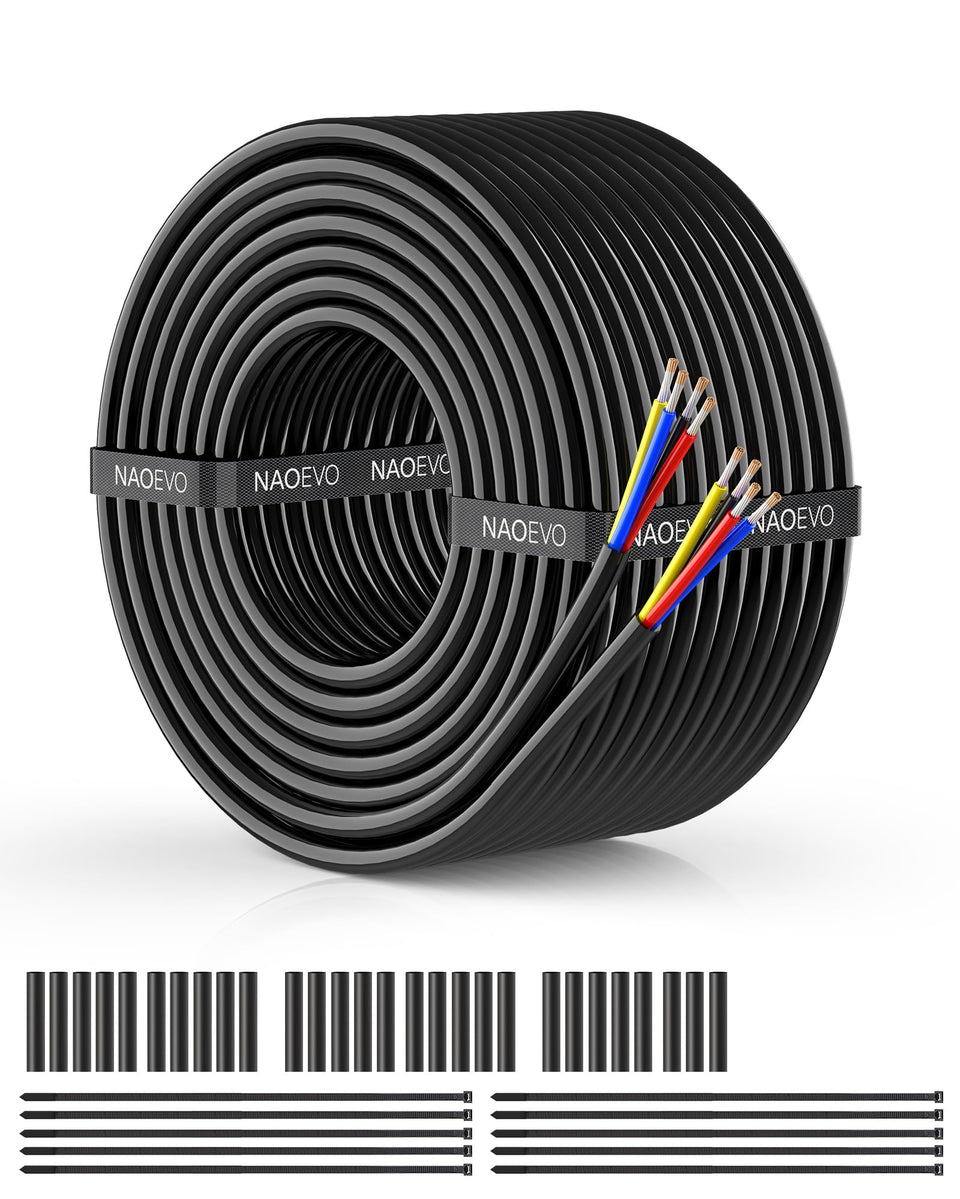 NAOEVO 18 AWG 4-core wire on a 50ft spool for easy installation.