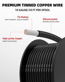 NAOEVO 18AWG silicone wire in black ideal for clean automotive wiring