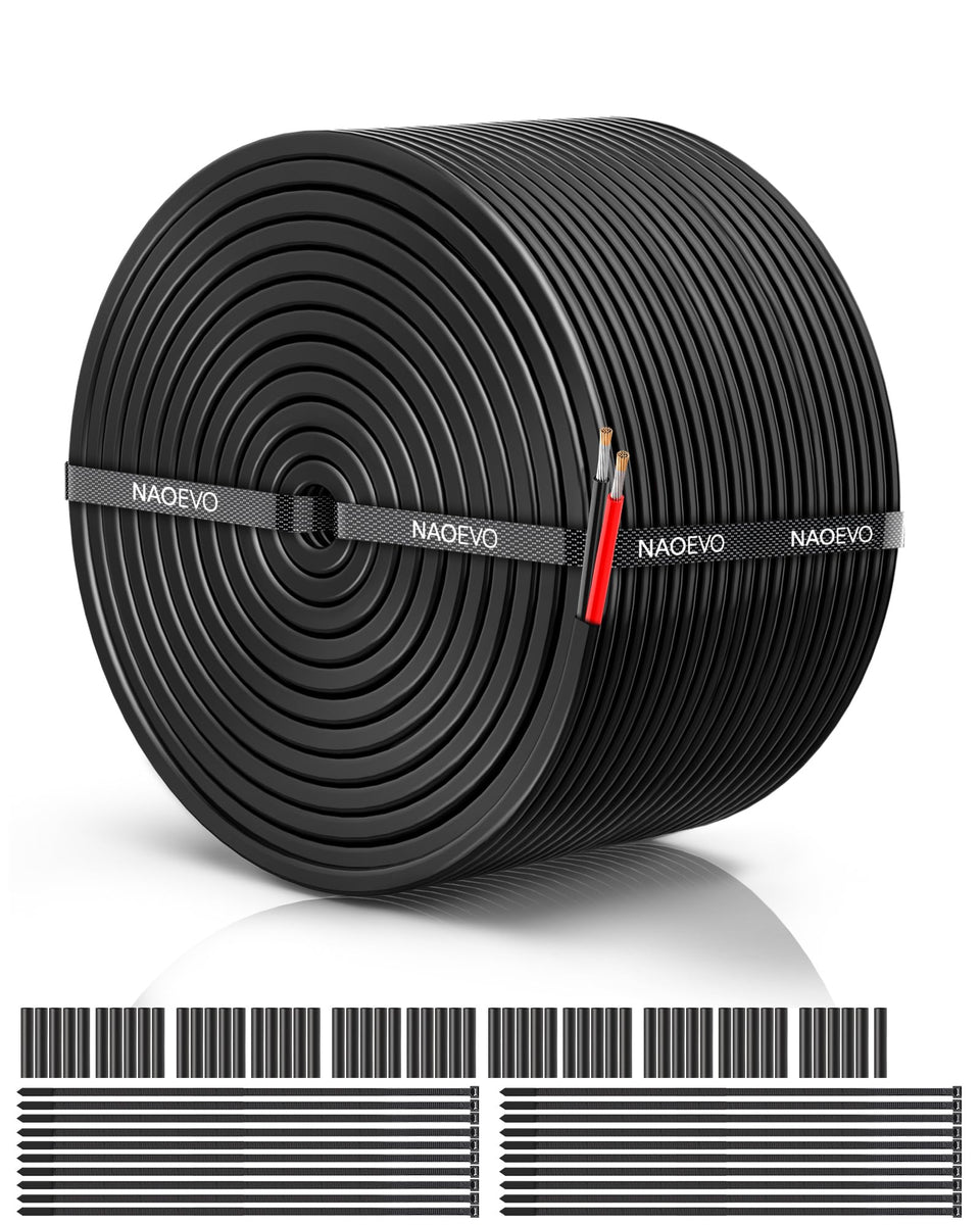 NAOEVO 18 AWG wire coil shows tinned copper strands for low-resistance conduction.